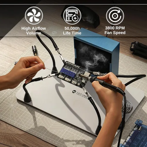 Miniatura 6 de SainSmart Combo magnético de ayuda para soldar, extractor de humos de soldadura y soldadura, estación de soldadura 2 en 1 con soporte para pistola