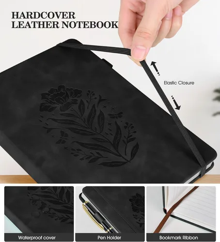 Miniatura 5 de Cuaderno de diario con líneas para mujeres, A5 de tapa dura de cuero rosa para escribir, 200 páginas, diario de viaje diario, cuaderno grueso