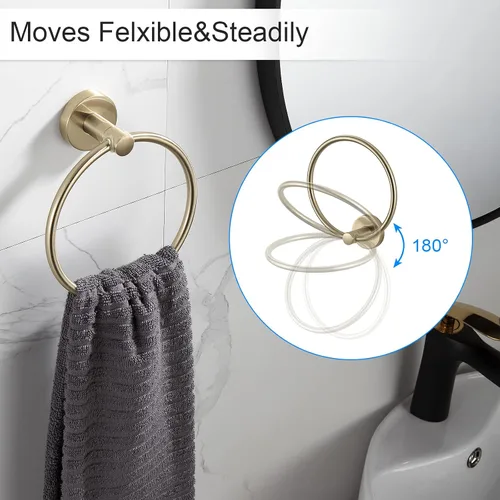 Miniatura 3 de BGL Juego de Accesorios de Baño Dorado Cepillado, Juego de Toallero de 4 Piezas
