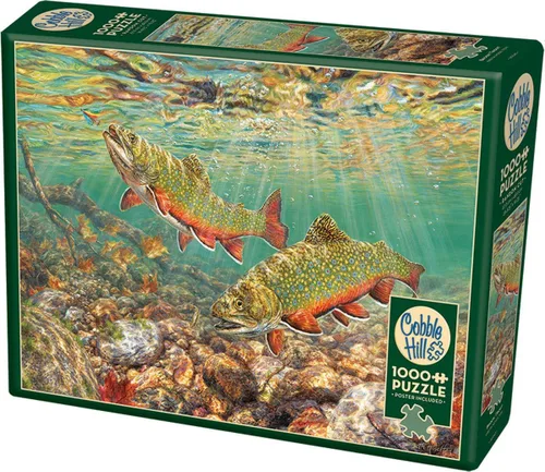 Miniatura 3 de Cobble Hill - Rompecabezas de 1000 piezas, trucha de arroyo, póster de muestra incluido