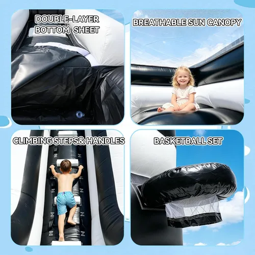 Miniatura 3 de Tobogán acuático inflable para adultos, tobogán acuático 100% de PVC de 21 pies con piscina grande, tobogán ancho con piscina poco profunda