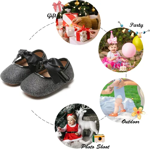 Miniatura 48 de Felix & Flora Zapatos de bebé de suela suave - Zapatos de bebé para caminar, mocasines, suela de goma, zapatos de cuna