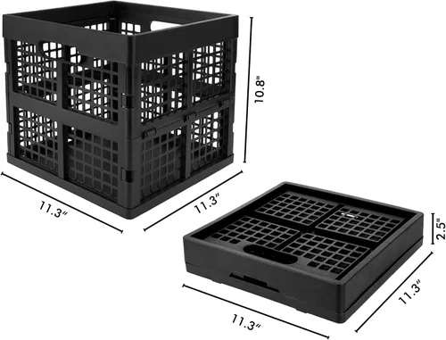 Miniatura 4 de Eslite Paquete de 3 Cajas de Almacenamiento de Plástico Plegables, Cajas Plegables para Almacenamiento, 16L (Negro)