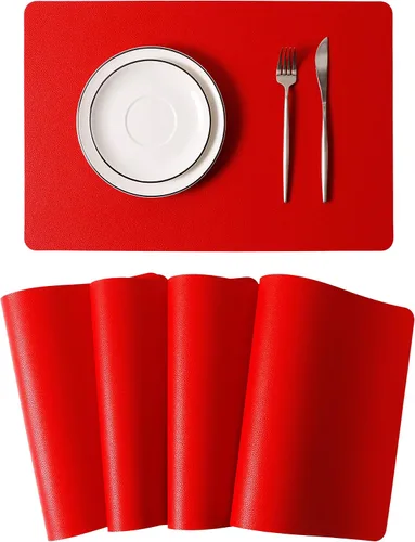 Miniatura 11 de Manteles individuales lavables de cuero para mesa, impermeables, resistentes al calor, fáciles de limpiar para mesa de comedor, cocina