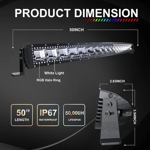 Miniatura 2 de Lpteso Paquete de 4 Barras de Luz LED RGB de Trabajo de Inundación de 4 Pulgadas, Pods LED Todoterreno, Luces Antiniebla de Conducción con Halo RGB