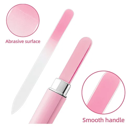 Miniatura 2 de Paquete de 5 limas de uñas de vidrio con estuche, limas de uñas de vidrio de doble cara, lima de uñas de vidrio de doble cara, juego de manicura