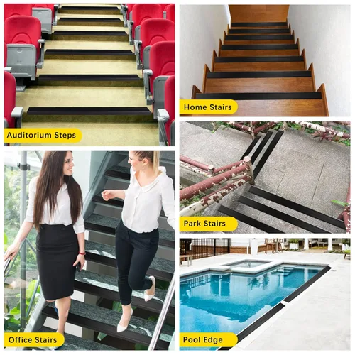 Miniatura 4 de 10 protectores de nariz de aleación de aluminio para escaleras, tiras antideslizantes de 2 x 0.75 x 48 pulgadas para escaleras y borde de piscina