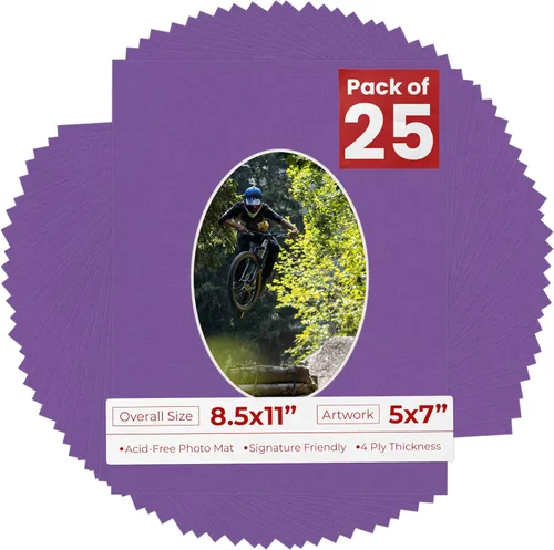 Miniatura 57 de Tapete de 8.5 x 11 pulgadas con corte biselado para fotos de 5 x 7 pulgadas, diseño ovalado, color azul bebé, sin ácidos, mate para proteger tus