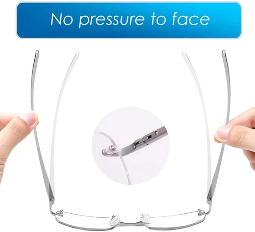 Miniatura 6 de LUFF Anteojos de lectura sin montura ultra ligeros con marco de metal para hombres y mujeres con bisagra de resorte