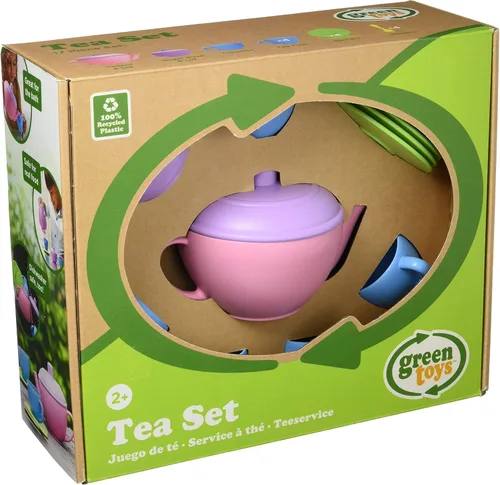 Miniatura 5 de Green Toys Juego de té, rosa 4C, juego de 17 piezas, habilidades motoras, lenguaje y comunicación para niños. Sin BPA, ftalatos, PVC, apto