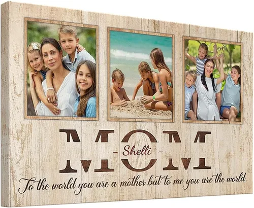 Lienzo decorativo para pared personalizado para mamá, foto personalizada, idea de regalo del día de la madre Nombre y foto personalizados