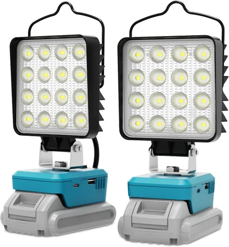 2 piezas de luz LED de trabajo para batería Makita de 18 V, luz de batería para herramientas Makita 18 V portátil al aire libre iluminación de