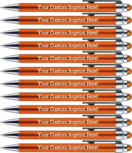 Miniatura 8 de Bolígrafos personalizados con punta de stylus -Bright Vibes- acción de clic, personalizables, escritura negra, bolígrafos con nombre impreso, Rosa