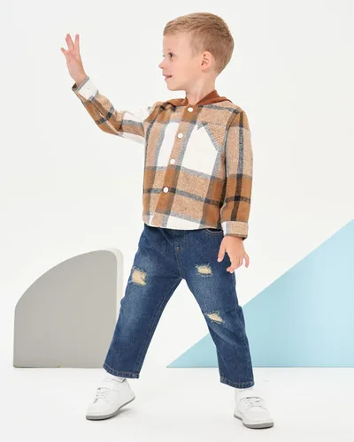 Miniatura 3 de Renotemy Toddler Baby Boy Clothes Denim Outfits Infant Hooded Sweatshirt Jeans Clothing For Little Boys