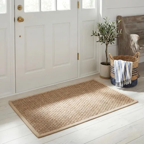 Miniatura 40 de Safavieh Natural Fiber NF114P - Alfombra redonda de hierba marina, tejido de canasta, con borde, de 244 cm, color gris Natural/ gris