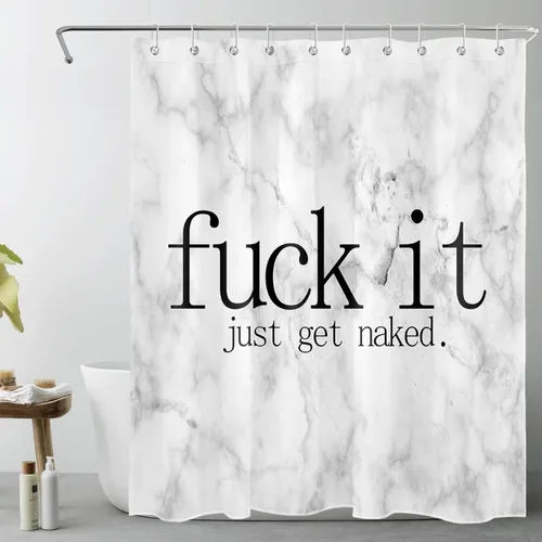 Miniatura 30 de LB Fuck It Get Naked - Cortina de ducha pequeña de 48 x 68 pulgadas, forro de cortina de ducha en blanco y negro, cortina de ducha estrecha