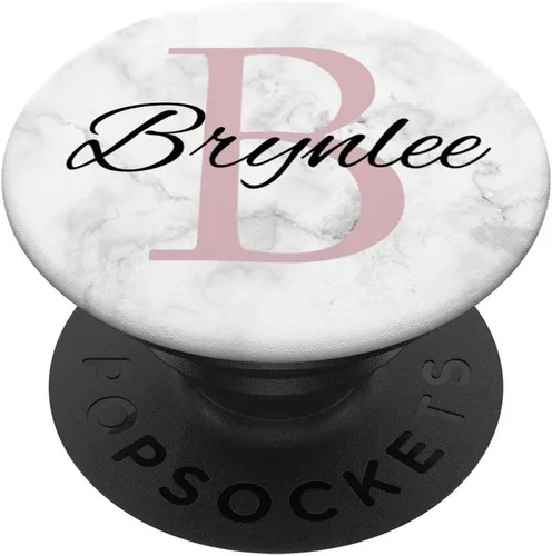 Brynlee Rose Pink Glamour Marble Monogram B Inital Girls - PopSockets Grip and Stand for Phones and Tablets