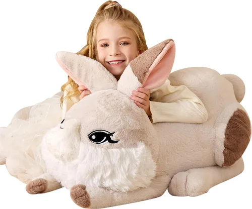 EARTHSOUND Juguete de peluche con diseño de conejo gigante, conejo de 23 pulgadas de tamaño grande, juguetes suaves de tamaño jumbo, lindo y enorme