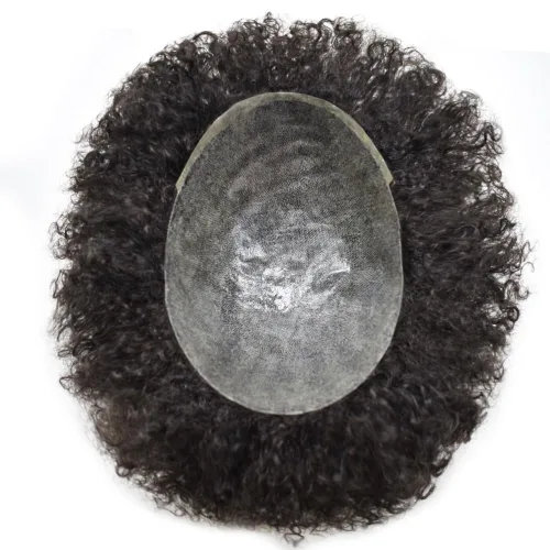 Miniatura 9 de LYRICAL HAIR Unidades de cabello para hombres negros, piel fina, afro, tupé, rizado, afroestadounidense, piezas de cabello humano 360, sistemas