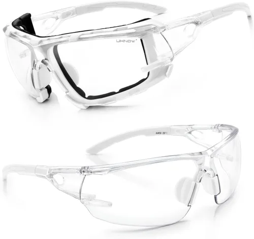 Miniatura 14 de UKNOW Gafas de seguridad – Lentes envolventes antivaho – Junta de espuma extraíble – Anteojos protectores ANSI Z87.1 – Resistente a los impactos