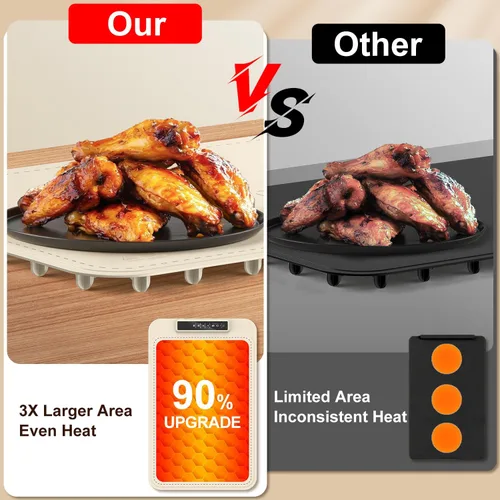 Miniatura 2 de Tapete de calentamiento para alimentos – Bandeja de calentamiento eléctrica con 4 ajustes de temperatura y temporizador, alfombrilla portátil