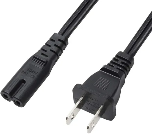 Miniatura 5 de VSEER Cable de alimentación de repuesto universal SPT2 18AWG no polarizado con certificación UL de 2 ranuras (NEMA 1-15P a IEC C7), color negro