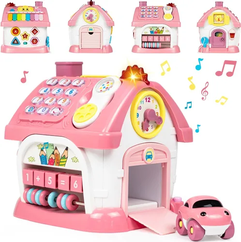 Marstone Juguetes para Niños Pequeños para Regalos de Niñas de 1 Año: Primeros Regalos de 1er Cumpleaños para Niñas y Niños, Casa de Aprendizaje Rosa