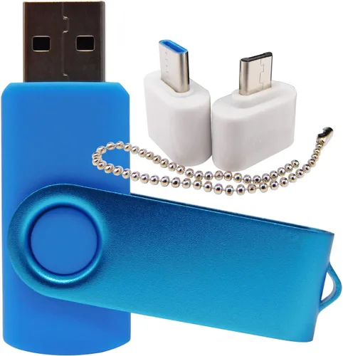 Miniatura 6 de Mini unidad flash USB de capacidad con 1 OTG (Micro USB) y 1 adaptador tipo C (USB-C) para teléfono móvil (naranja, 128 MB)