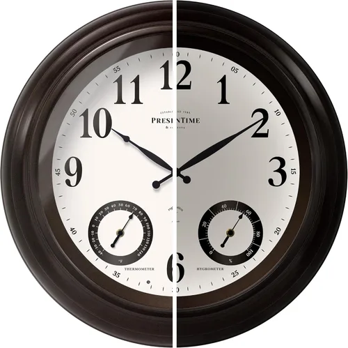 Miniatura 9 de Presentime & Co Jameson Reloj iluminado para interior/exterior de 24 pulgadas, casa de campo moderna, autoiluminado, impermeable, estación
