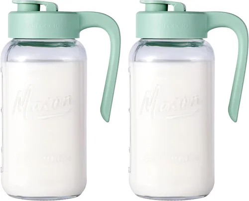 Miniatura 16 de Jarra Mason con Tapa - Jarra de Vidrio Hermética y a Prueba de Fugas con Tapa, Perfecta para Leche Materna, Infusión en Frío y Té de Sol, 2 Quart