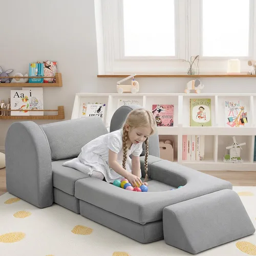 Miniatura 2 de MeMoreCool Sofá modular para niños, juego de sofá de escalada de espuma de 10 piezas para edades de 2 a 6 años, construcción creativa de fortalezas