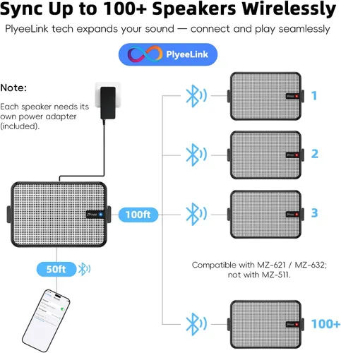 Miniatura 4 de Altavoces Bluetooth para exteriores de 600 W, sincronización inalámbrica entre altavoces, graves potentes, soporte de pared para patio, porche