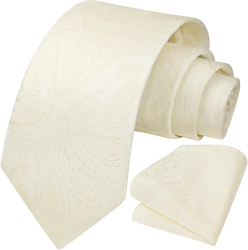 Miniatura 139 de HISDERN Corbatas para hombre, corbata de cachemira y bolsillo cuadrado tejido clásico floral para hombre, corbata de fiesta de boda