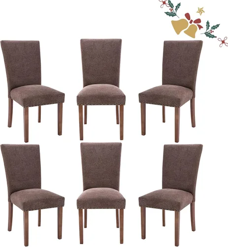 Miniatura 13 de Juego de 2 sillas de comedor Parsons, sillas tapizadas con cabeza de clavo para comedor y cocina con cojines gruesos y patas de madera, verde