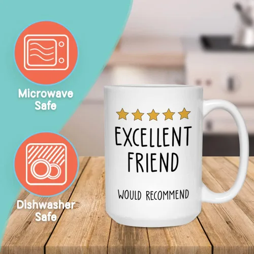 Miniatura 2 de Bubble Hugs Taza de la amistad de 15 onzas, con texto en inglés "Excellent Friend Would Recommand" Funny 5 Stars Bestie Review - Taza de regalo