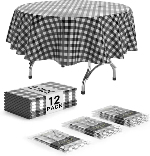 Miniatura 27 de Exquisite Cubierta de Mesa para Picnic - Paquete de 6 Manteles Premium Rectangulares de Plástico - Cubierta de Mesa para BBQ a Cuadros Negro