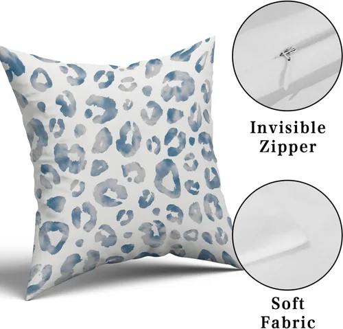 Miniatura 8 de Juego de 2 fundas de almohada con estampado de leopardo gris aguamarina de 16 x 16 pulgadas, diseño de guepardo gris acuarela y blanco, fundas