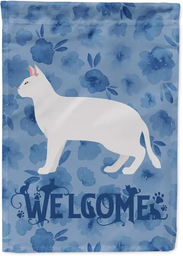 Miniatura 238 de Caroline's Treasures CK4813CHF - Bandera de bienvenida con gato abisinio azul, manga grande, para porche, para colgar en la pared, poliéster