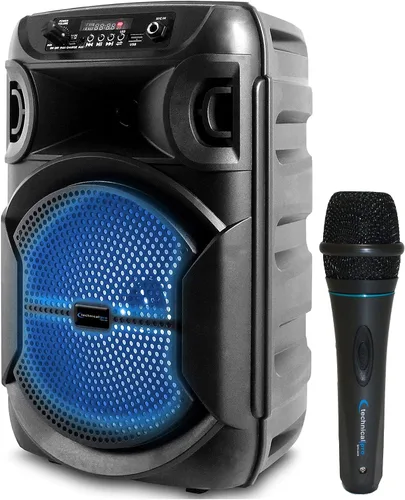 Miniatura 10 de Technical Pro 8 pulgadas portátil 800 vatios altavoz Bluetooth con woofer y tweeter, Festival PA LED altavoz con tarjeta Bluetooth/USB, estéreo