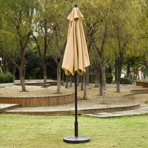 Miniatura 4 de Sombrilla Sunnyglade para patio, 7.5 pies, con botón de inclinación, manivela, 6 varillas (color canela)