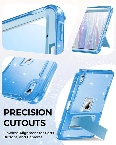 Miniatura 8 de INFILAND Funda para iPad A16 de 11 pulgadas 11ª generación, Funda para iPad 10ª generación de 10.9 pulgadas con purpurina semitransparente, a prueba