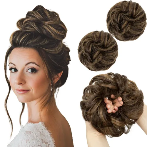 Miniatura 46 de SARLA 2 piezas de cabello desordenado color burdeos, onduladas, rizadas, sintéticas, coleteros falsos, extensiones de cola de caballo para mujeres