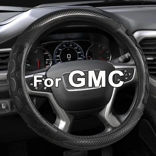 Miniatura 8 de Cubierta de volante GIANT PANDA para GMC Sierra Acadia Terrain Yukon (3D Honeycomb-Negro-Tamaño estándar)