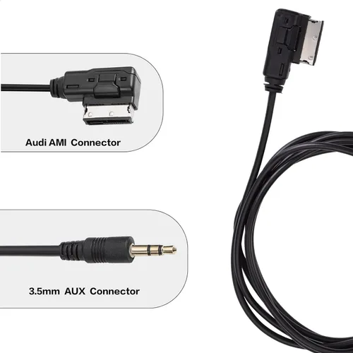Miniatura 3 de Cable auxiliar AMI MDI MMI de 6.6 pies, adaptador de interfaz de música de audio Jack de 0.138 in, cable MP3 auxiliar para Audi