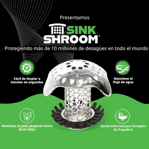Miniatura 2 de SinkShroom Protector de drenaje de lavabo de baño ultra revolucionario, acero inoxidable