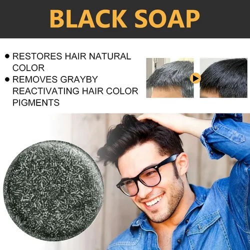 Miniatura 7 de TPTAL Barra inversa de cabello gris, jabón negro para cobertura de cabello gris, barra de champú para oscurecer el cabello natural, champú