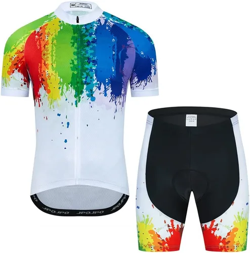 Conjunto de camiseta de ciclismo para hombre, camisa de manga corta y pantalones cortos acolchados 3D, traje de ciclismo