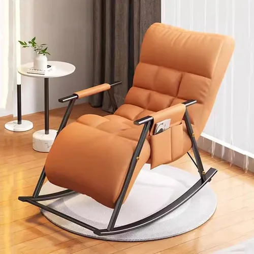 Miniatura 11 de Mecedora reclinable ajustable para balcón y patioSilla moderna para exteriores para sala de estar y ocio, muebles cómodos de relajación, marco