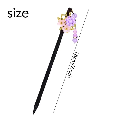 Miniatura 6 de inSowni 8 piezas vintage retro asiático, japonés, chino, tradicional, Hanfu con flores de madera con colgantes de cuentas, horquillas