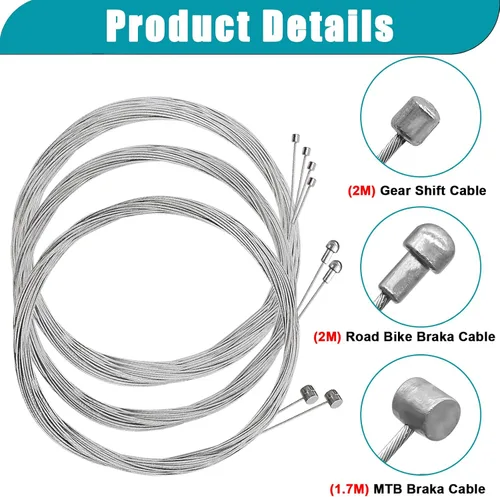 Miniatura 3 de Taiss Cable universal de freno de bicicleta, desviador de cambio de bicicleta, kit de carcasa de cable de bicicleta con juntas tóricas y tapas
